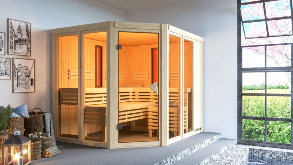 Sauna multifunzione finlandese infrarossi coibentata per centro benessere Eva